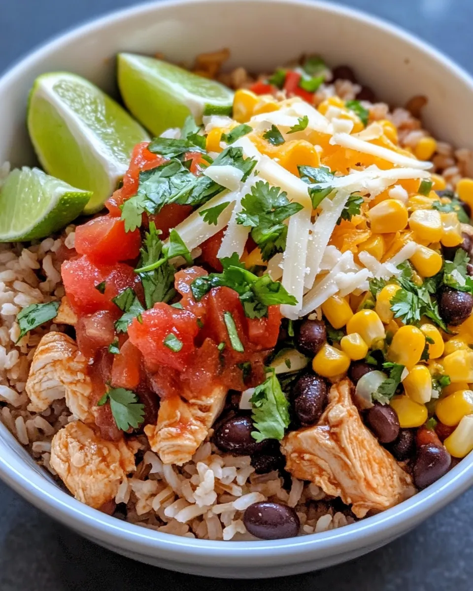 Delicious Crockpot Fiesta Chicken & Rice Bowls plate image