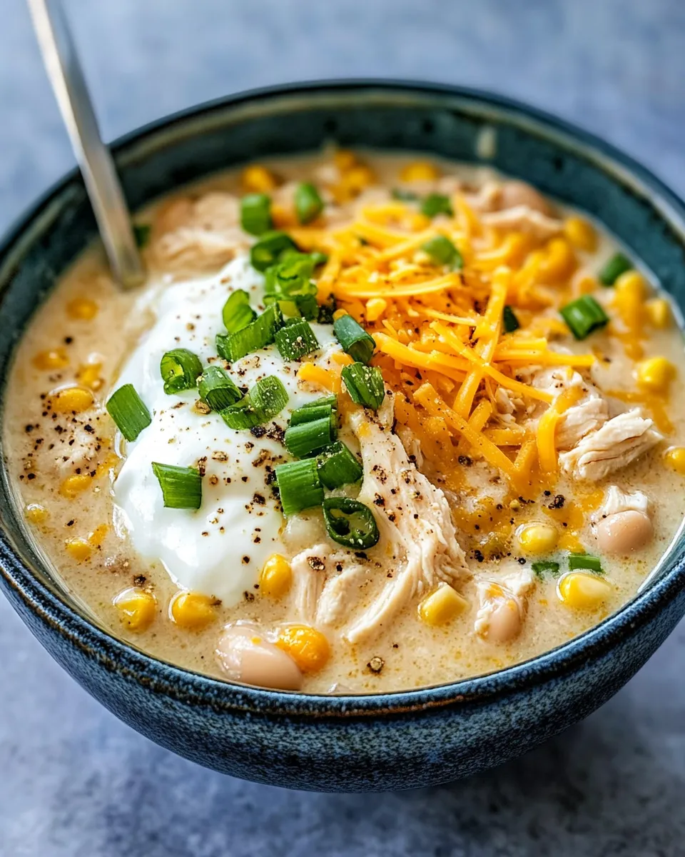 Delicious Crockpot White Chicken Chili (Dump & Go) food shot