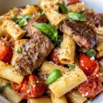Homemade Fire-Roasted Tomato Steak Rigatoni recipe photo