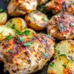 Homemade Garlic Butter Chicken Bites with Crispy Potatoes photo