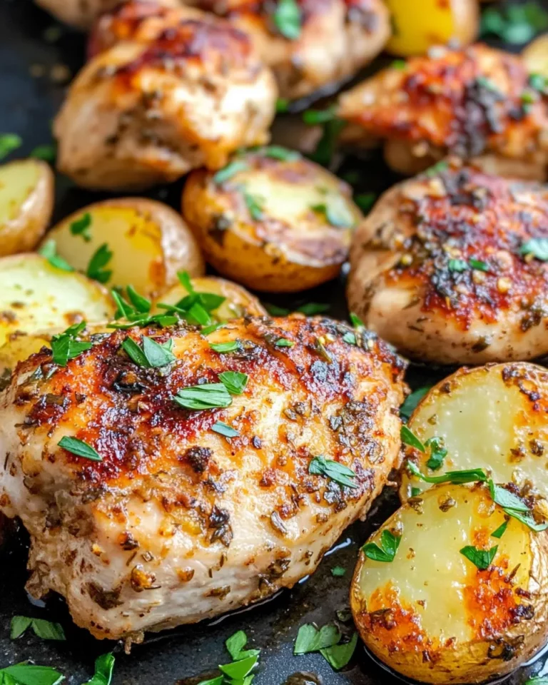 Homemade Garlic Butter Chicken Bites with Crispy Potatoes photo