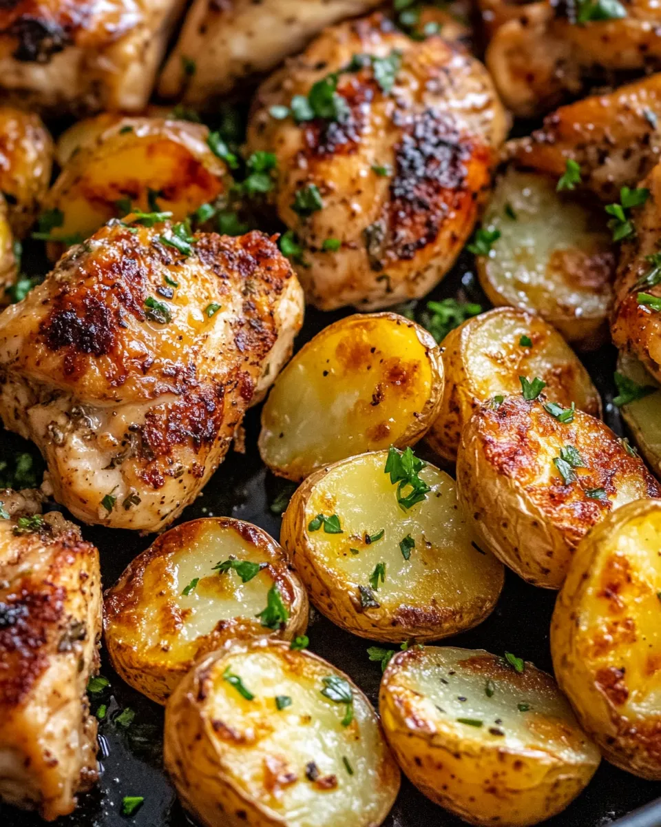 Classic Garlic Butter Chicken Bites with Crispy Potatoes image