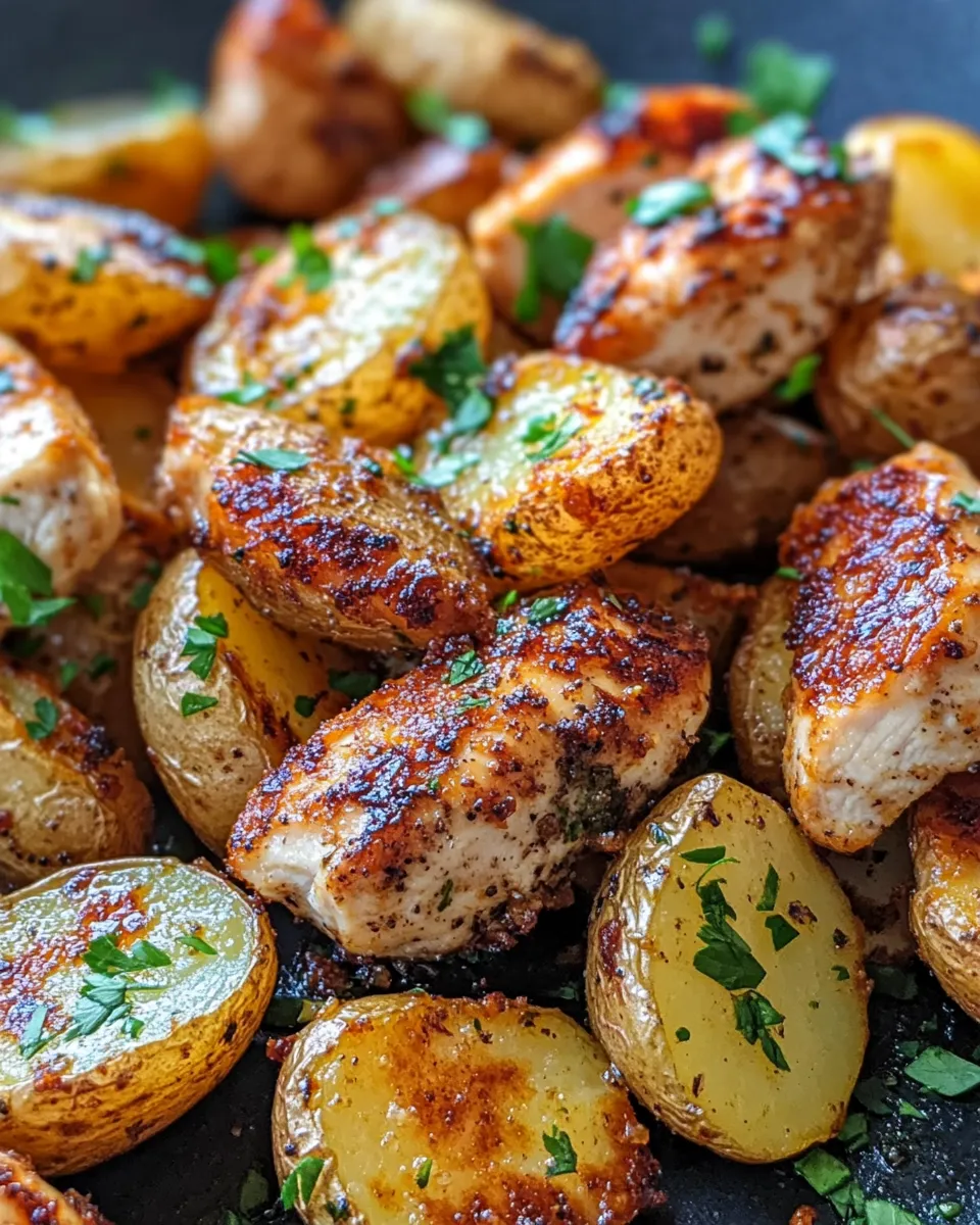 Easy Garlic Butter Chicken Bites with Crispy Potatoes recipe photo