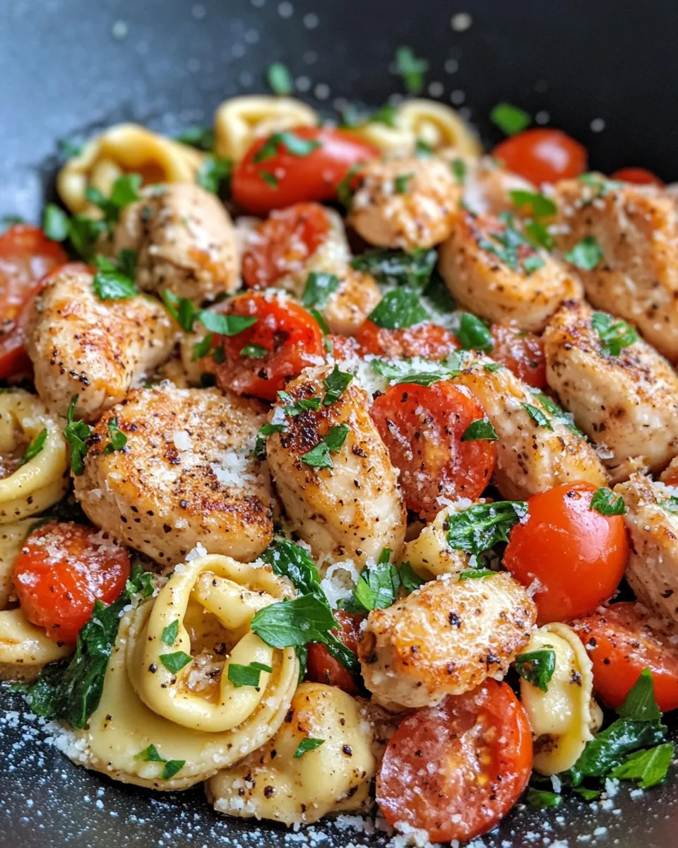 Easy Garlic Butter Chicken Tortellini Skillet recipe photo