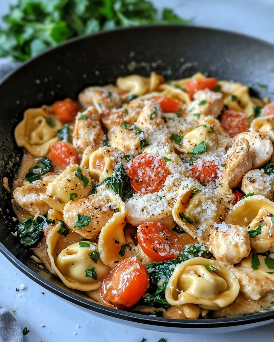 Delicious Garlic Butter Chicken Tortellini Skillet dish photo