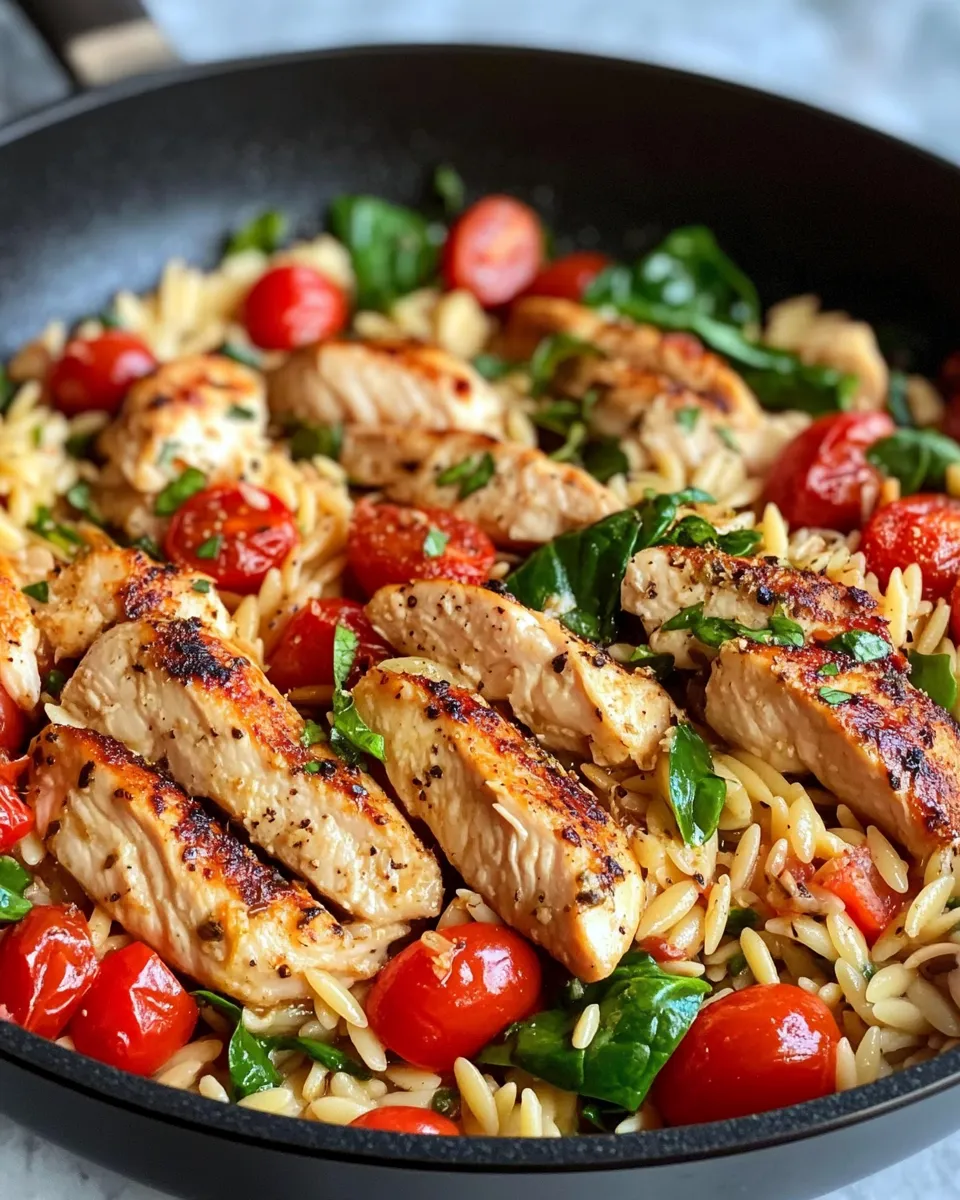 Classic Garlic Herb Chicken Orzo One-Pan dish photo