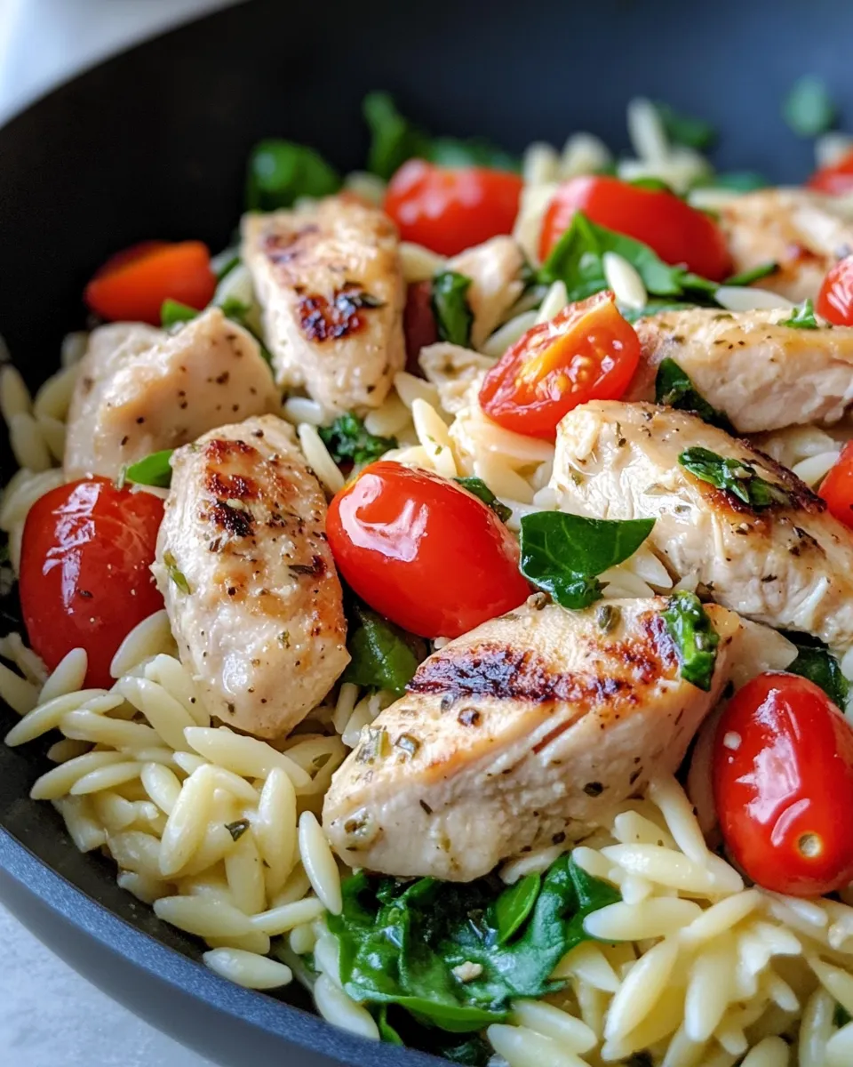 Easy Garlic Herb Chicken Orzo One-Pan food shot