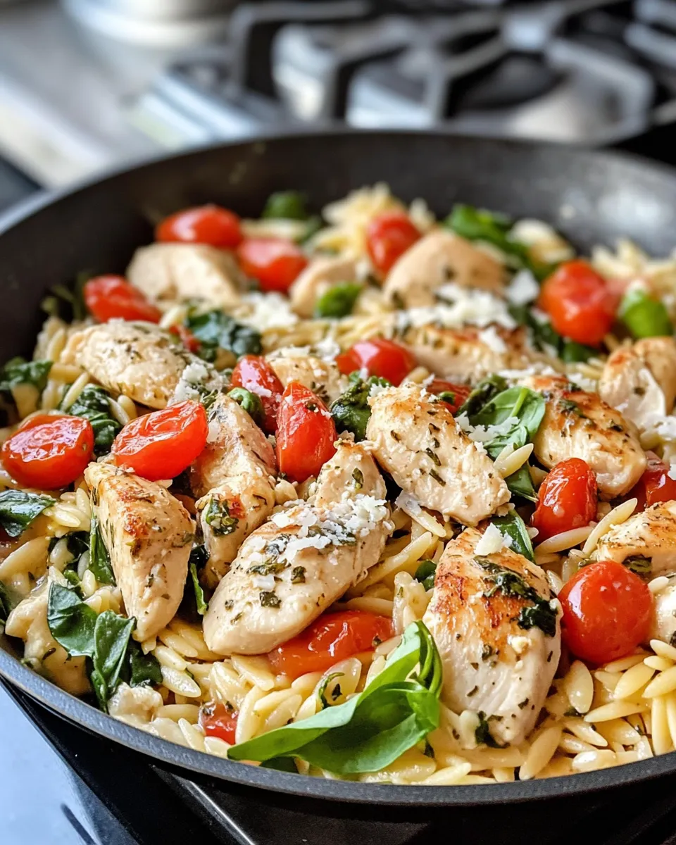 Delicious Garlic Herb Chicken Orzo One-Pan plate image