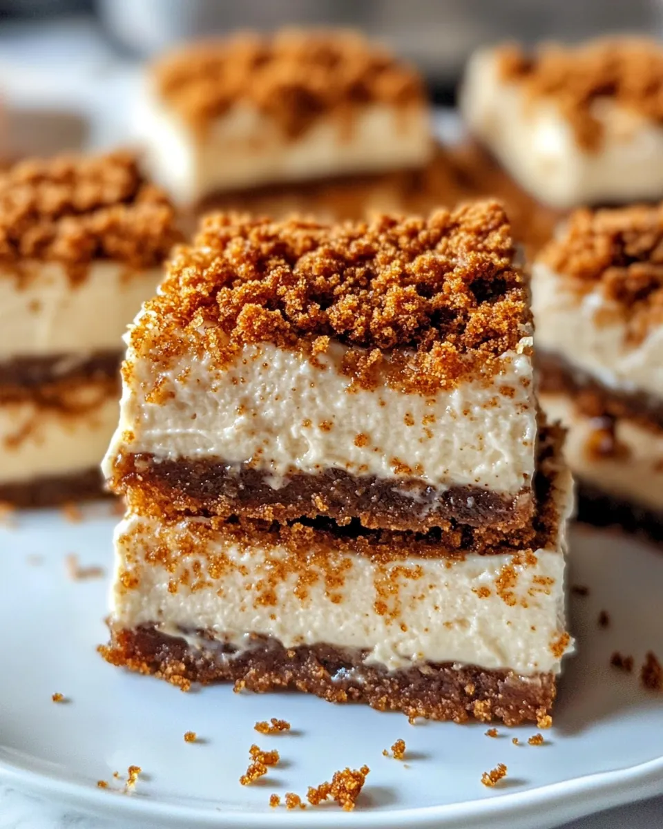 Easy Gingerbread Cheesecake Bars (No Water Bath) food shot