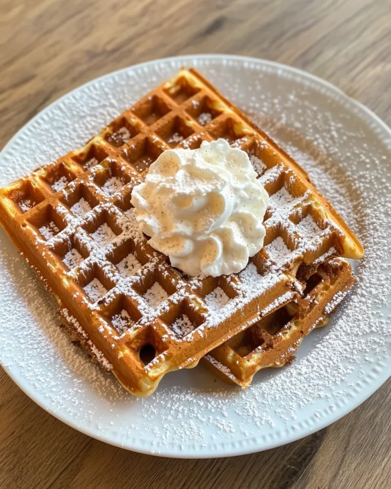 Homemade Gingerbread Waffles with Whipped Cream photo