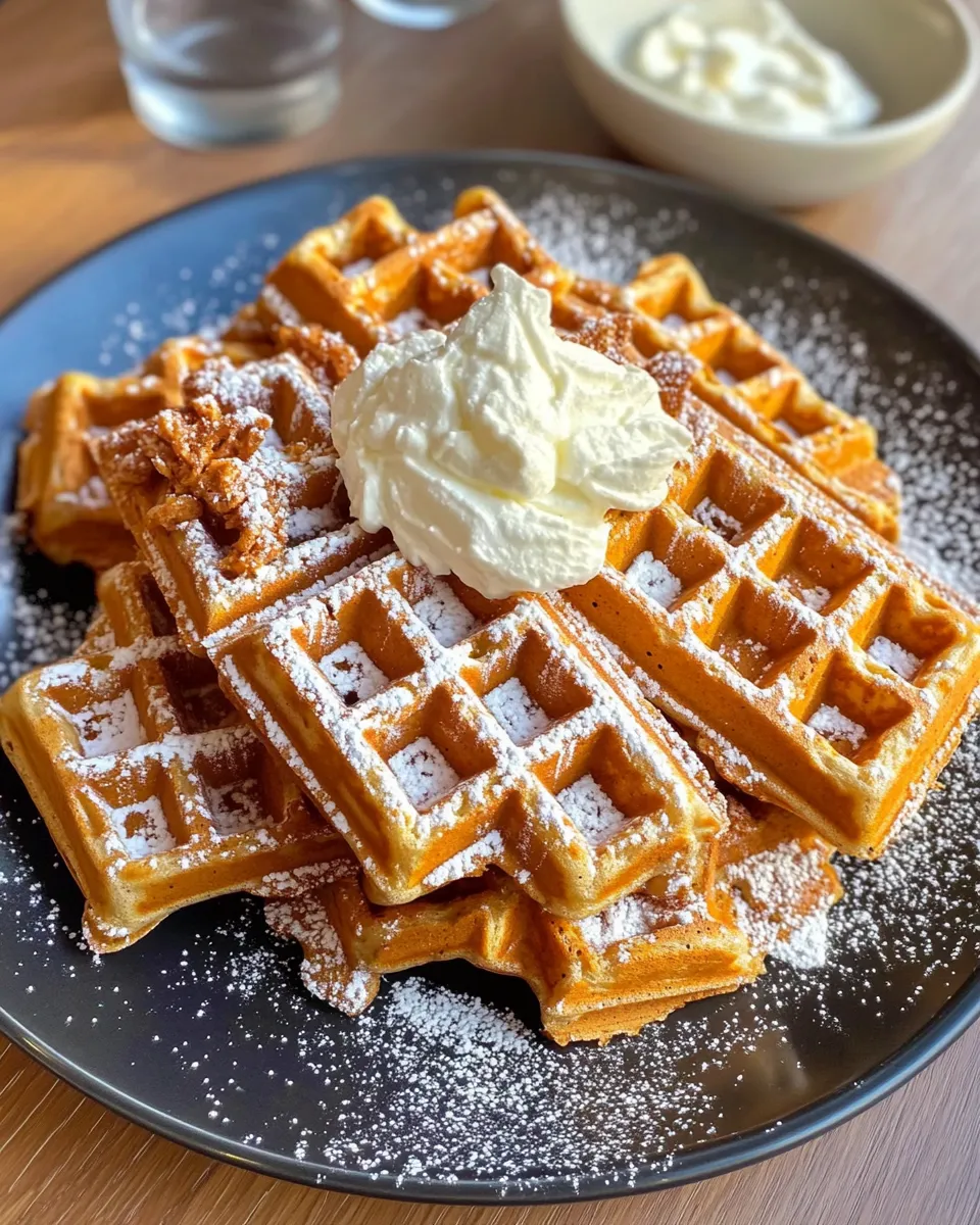 Classic Gingerbread Waffles with Whipped Cream image
