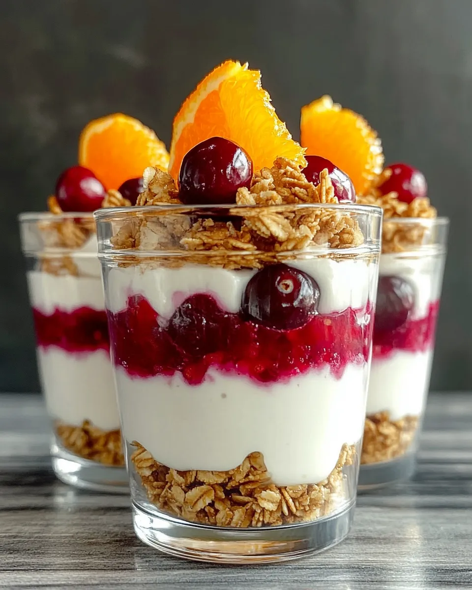 Easy Greek Yogurt Parfaits (Cranberry-Orange) food shot