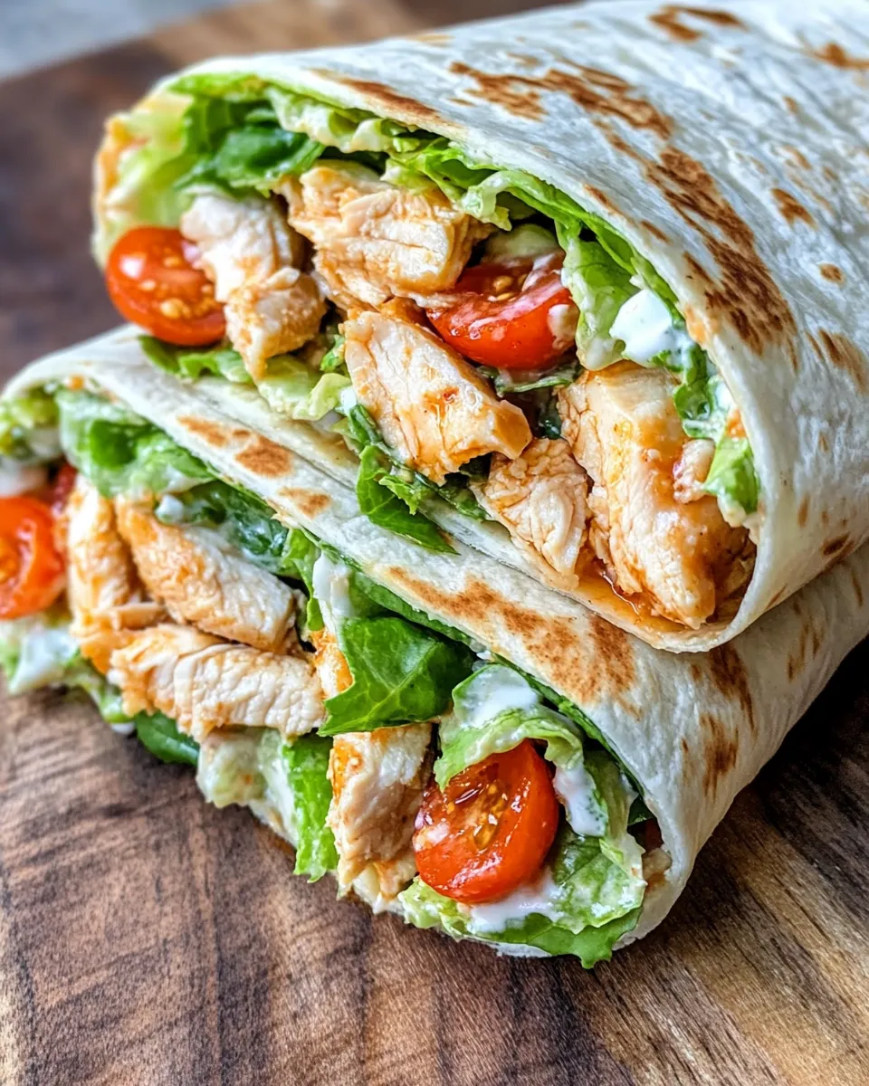Easy Hot Honey Chicken Caesar Wraps food shot