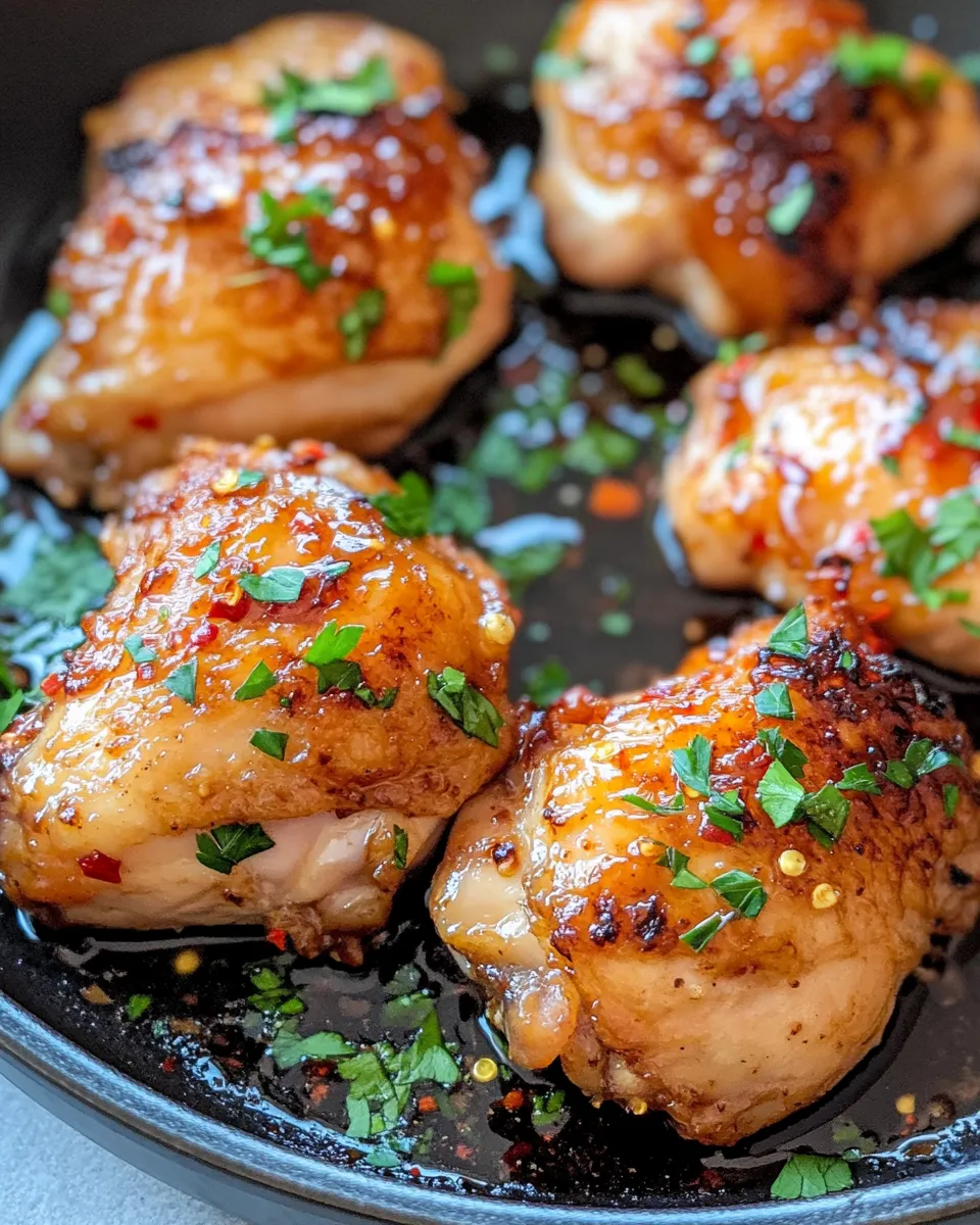 Delicious Hot Honey Garlic Chicken Thighs (30 Minutes) plate image
