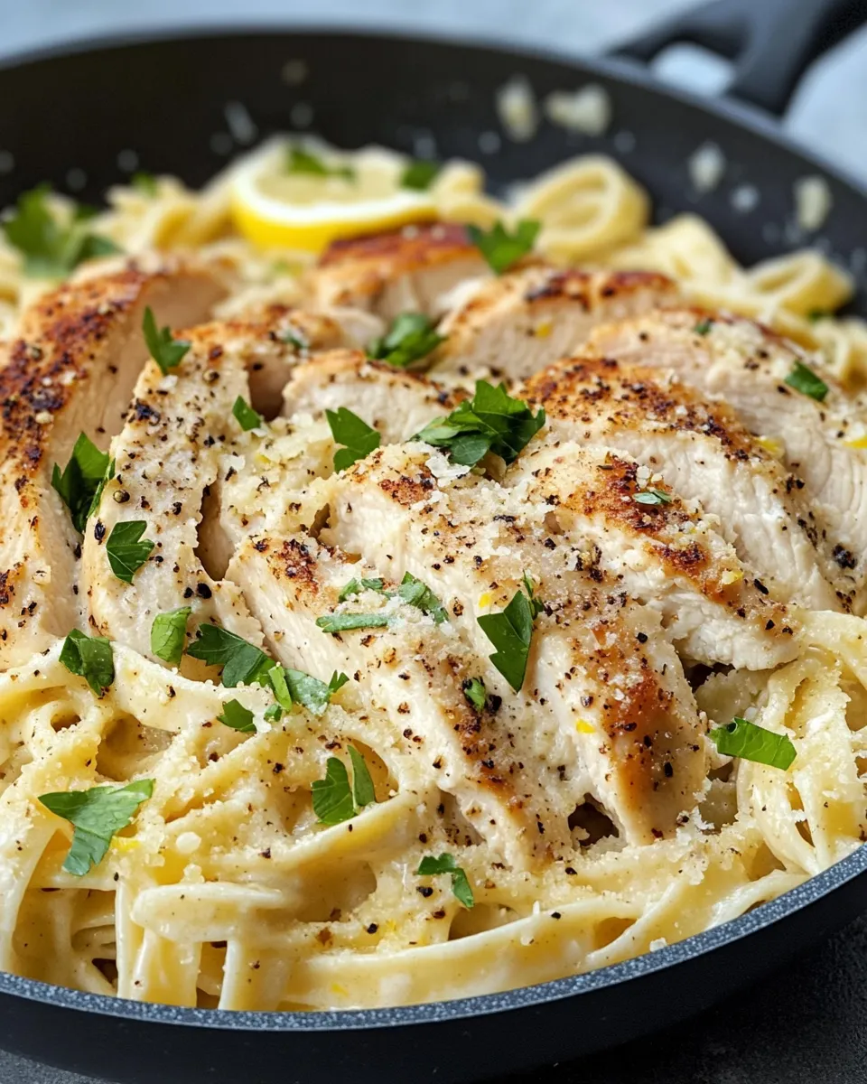 Homemade Lemon Pepper Chicken Alfredo Skillet recipe photo