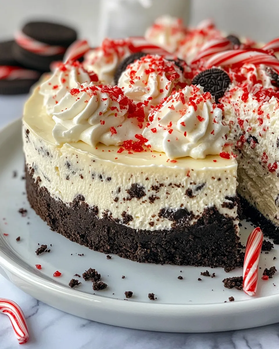 Classic No-Bake Peppermint Oreo Cheesecake dish photo