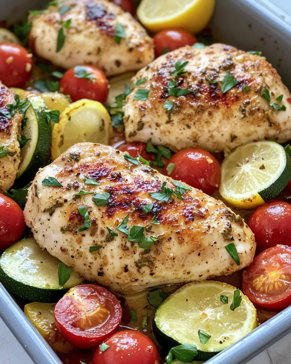 Easy One-Pan Lemon Herb Chicken & Veggies food shot