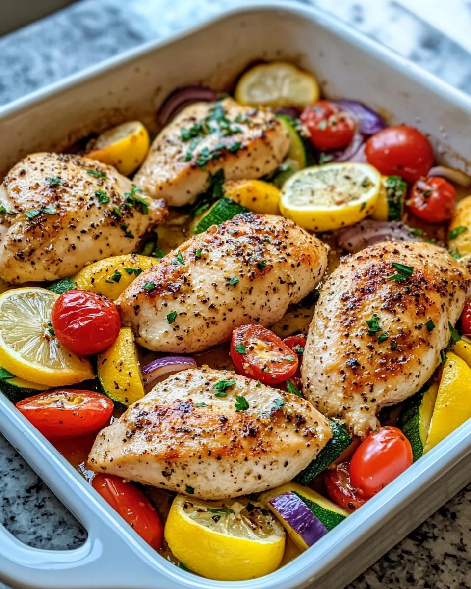 Delicious One-Pan Lemon Herb Chicken & Veggies plate image