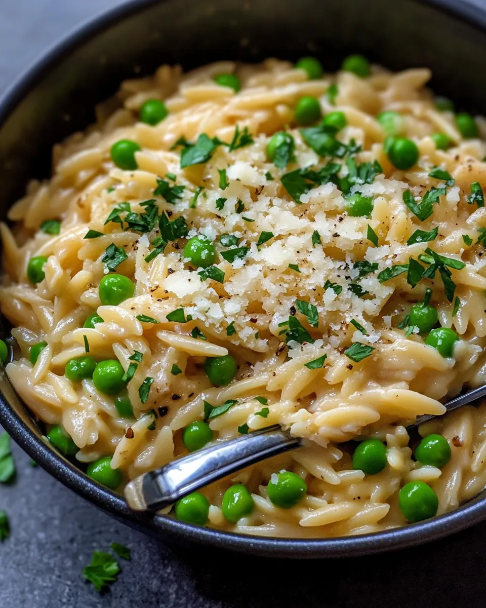 Easy One-Pot Creamy Parmesan Orzo with Peas recipe image
