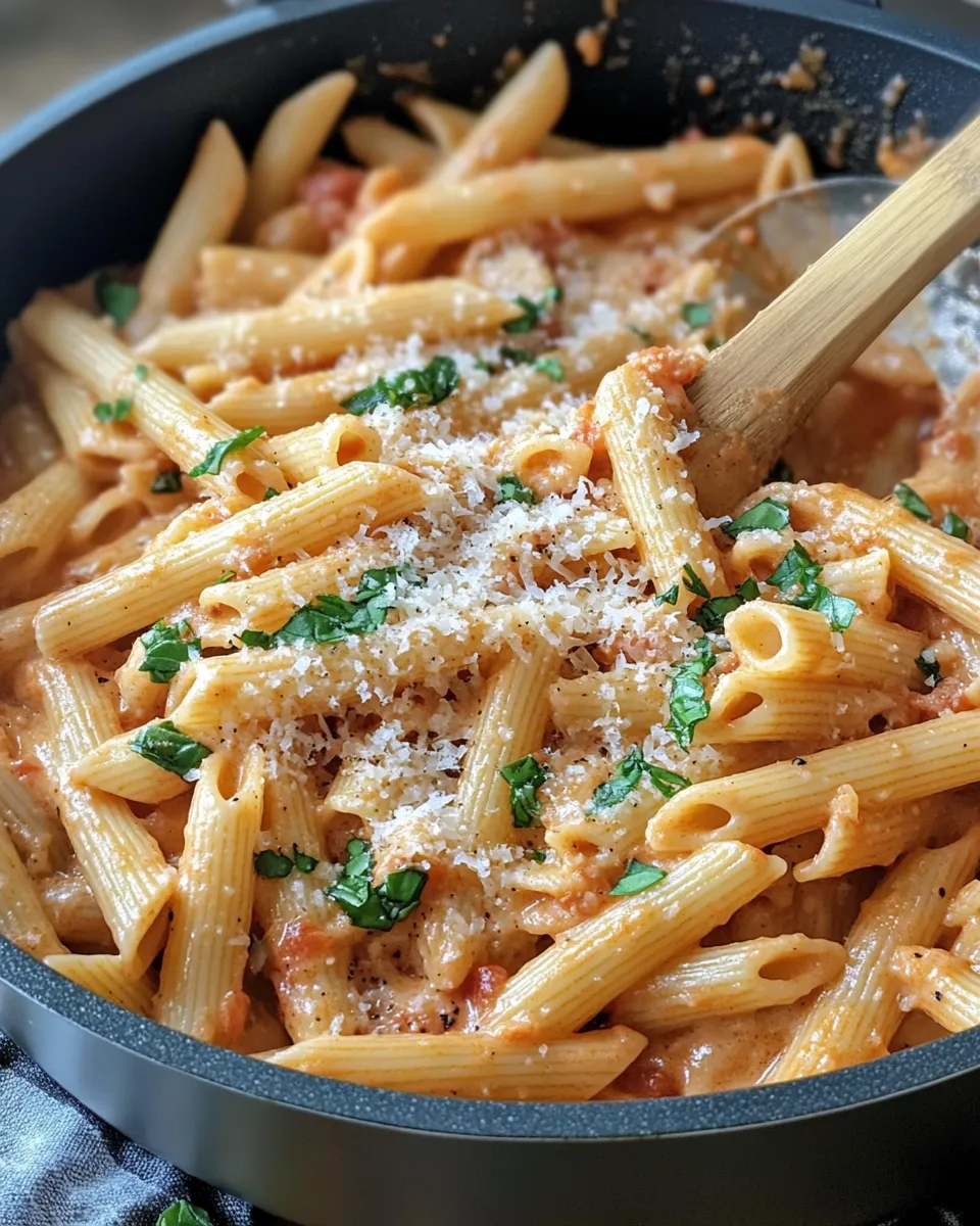 Easy One-Pot Spicy Vodka Pasta (Calabrian Chili) food shot