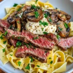 Homemade Peppercorn Steak Stroganoff Egg Noodles recipe photo