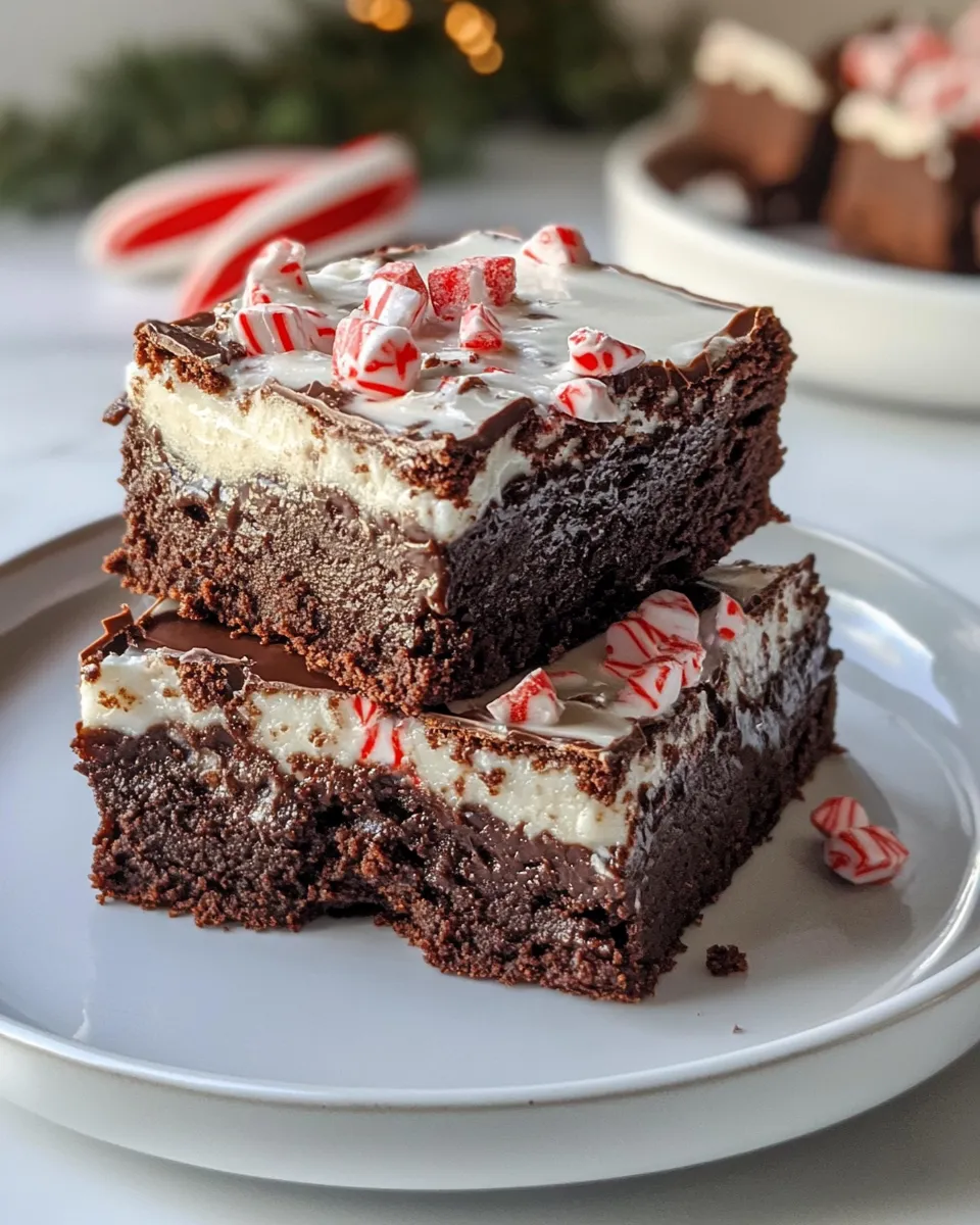 Homemade Peppermint Bark Brownie Bars (No Mixer) recipe photo