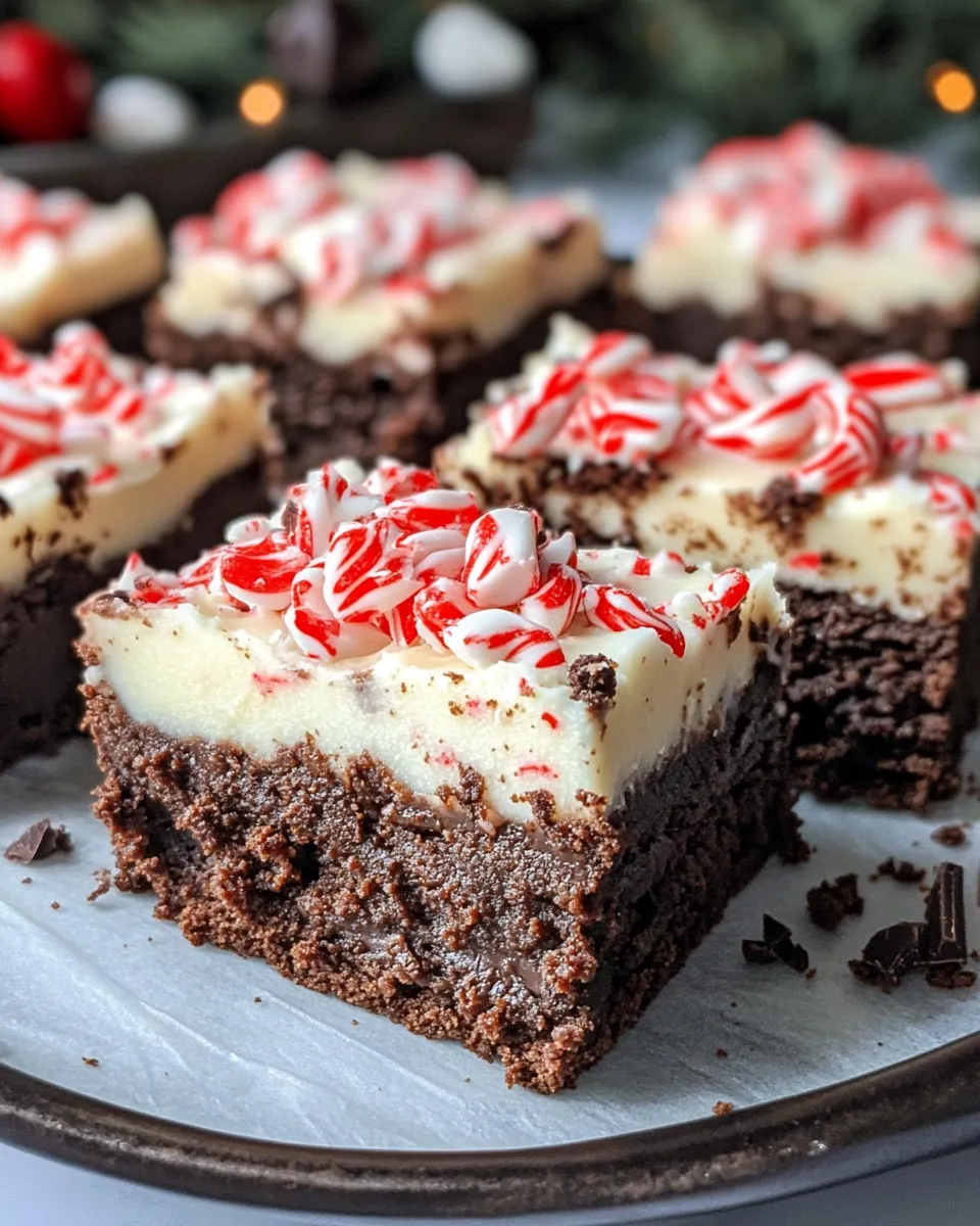 Classic Peppermint Bark Brownie Bars (No Mixer) dish photo
