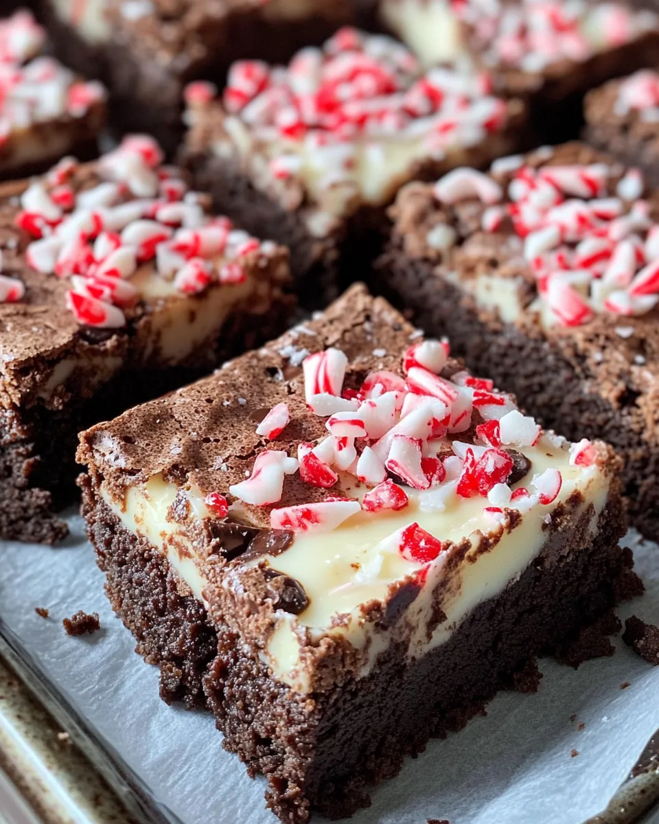 Delicious Peppermint Bark Brownie Bars (No Mixer) plate image