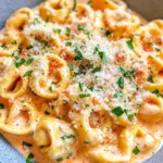 Homemade Quick Roasted Red Pepper Alfredo Tortellini photo