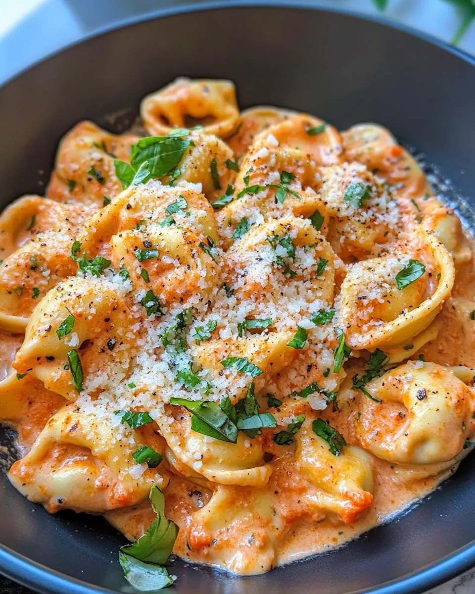 Classic Quick Roasted Red Pepper Alfredo Tortellini image
