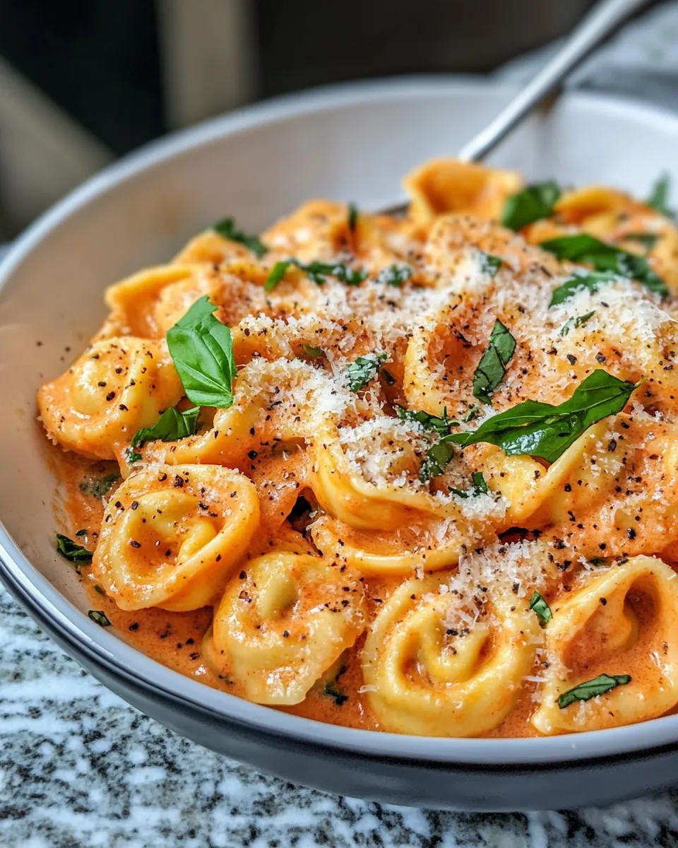 Delicious Quick Roasted Red Pepper Alfredo Tortellini dish photo