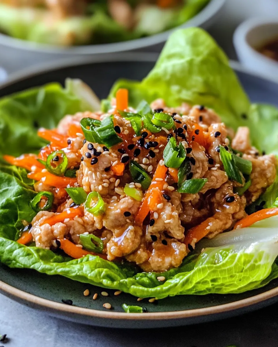 Healthy Quick Sesame Ginger Chicken Lettuce Wraps image