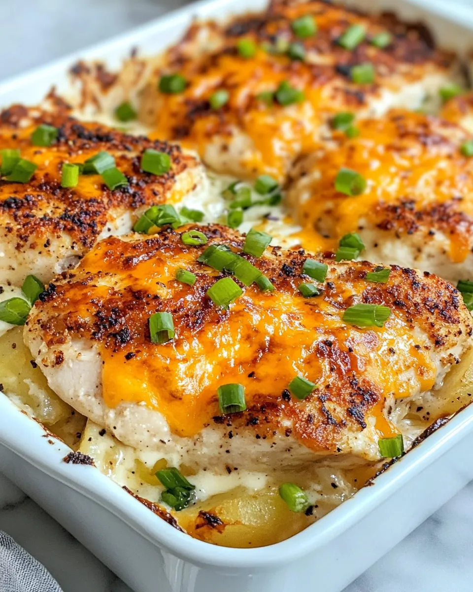 Easy Ranch Chicken & Cheddar Potato Casserole dish photo