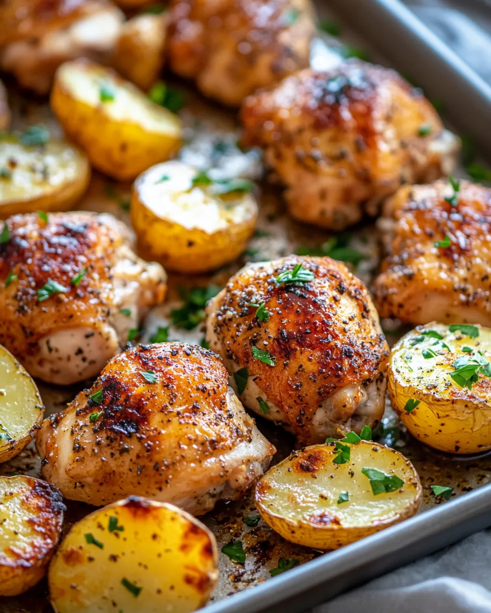 Delicious Sheet-Pan Garlic Butter Chicken & Potatoes plate image