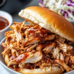 Homemade Slow Cooker BBQ Pulled Chicken Sandwiches photo