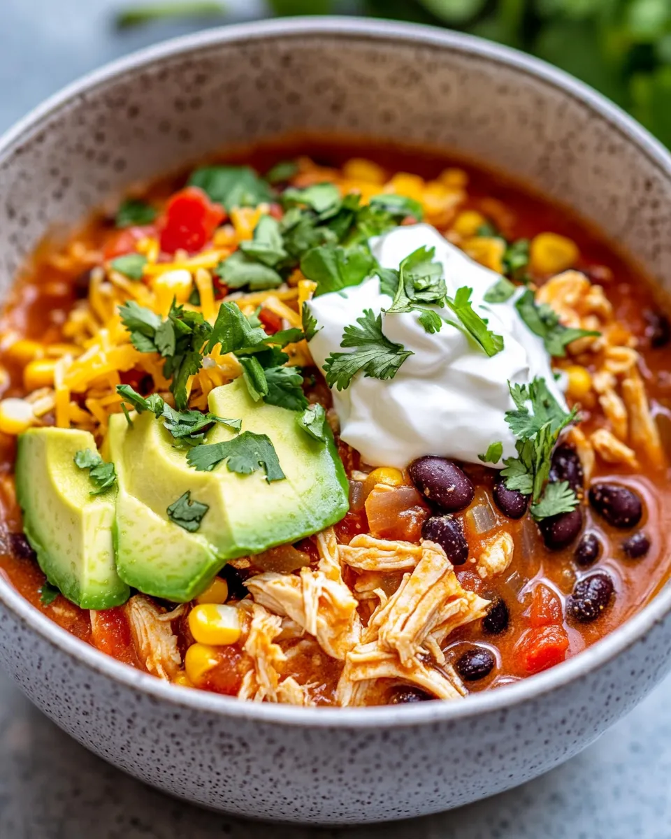 Delicious Slow Cooker Chicken Enchilada Soup plate image
