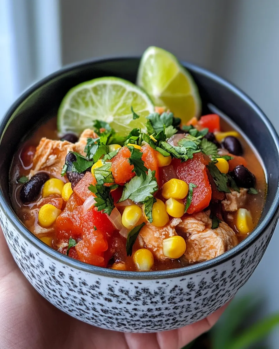 Delicious Slow Cooker Chicken Fajita Soup plate image