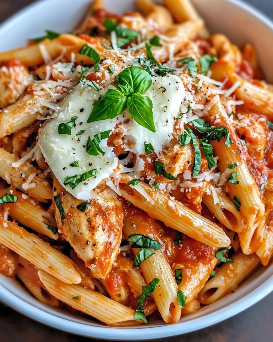 Easy Slow Cooker Chicken Parmesan Pasta food shot
