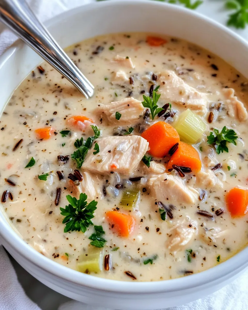 Easy Slow Cooker Chicken Wild Rice Soup food shot