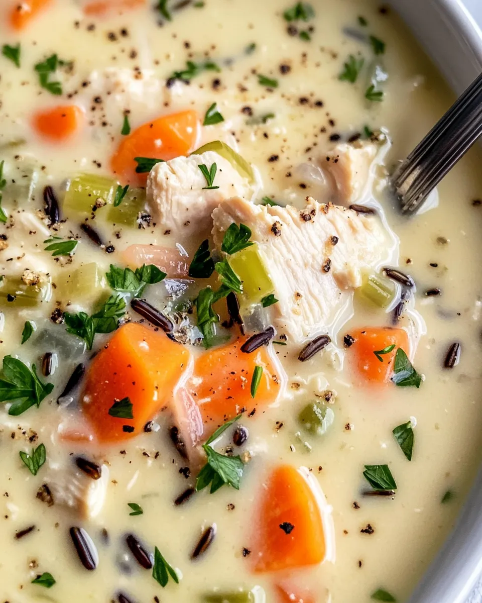 Delicious Slow Cooker Chicken Wild Rice Soup plate image