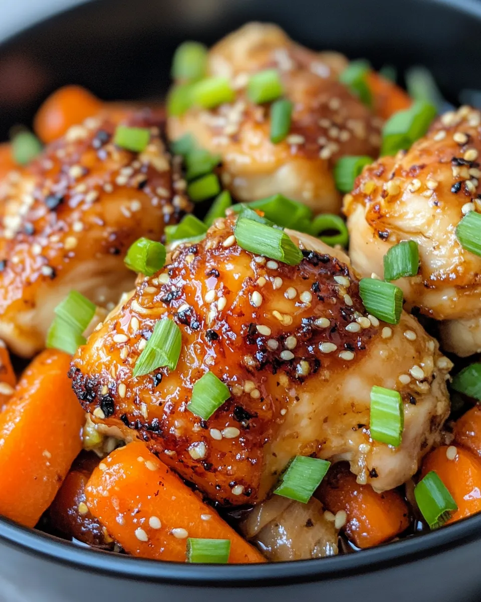 Easy Slow Cooker Honey Garlic Chicken & Carrots food shot