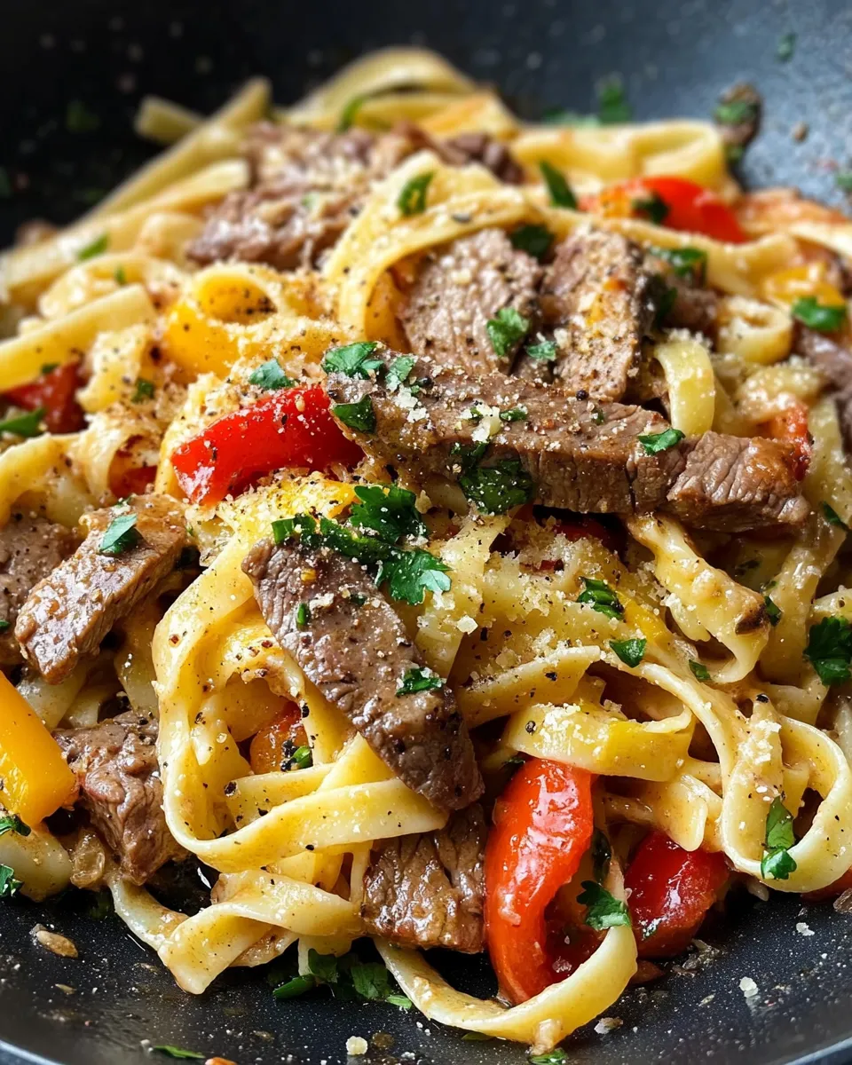 Classic Steak Fajita Pasta Skillet with Peppers & Onions image