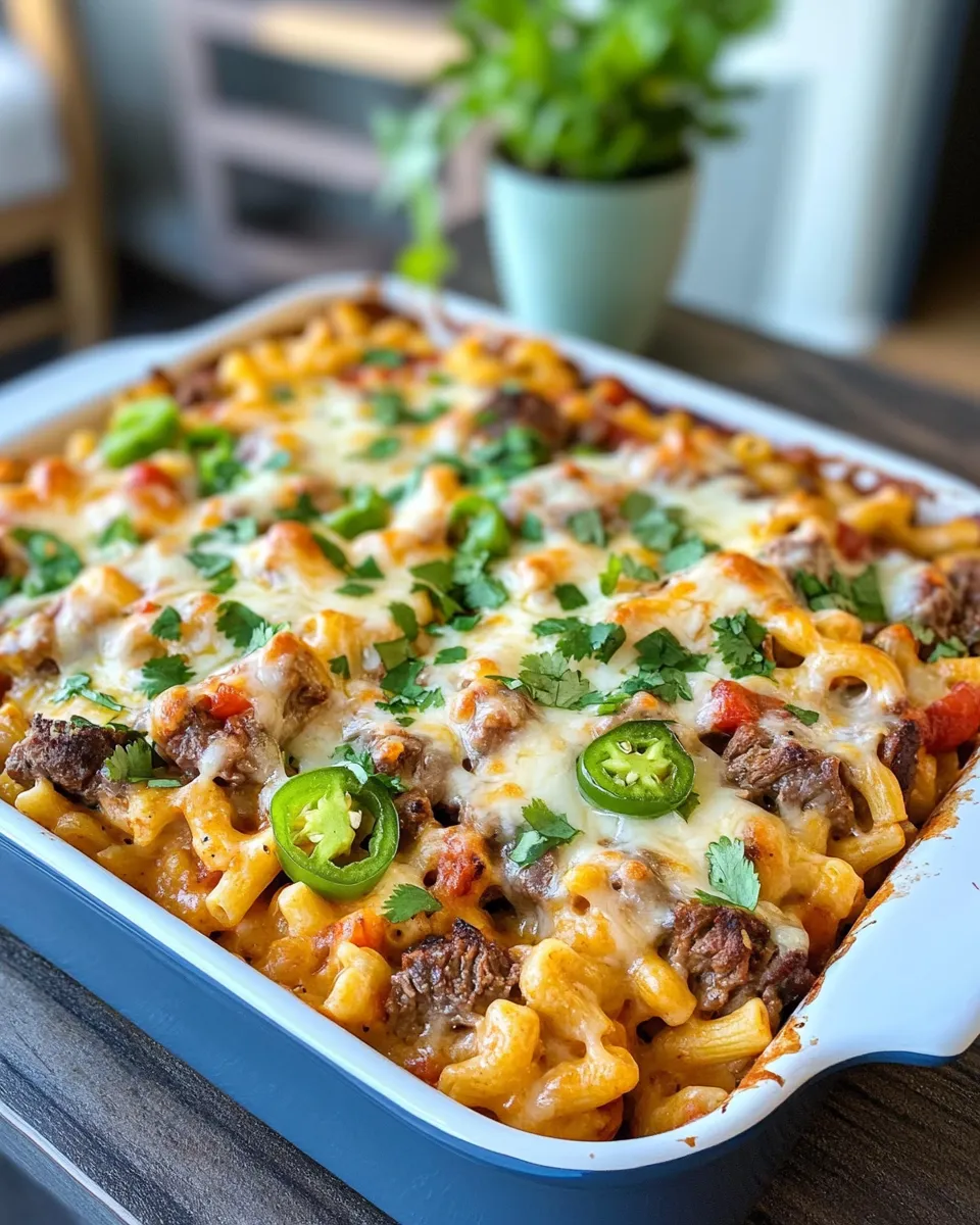 Classic Steak Nacho Mac and Cheese Bake recipe image