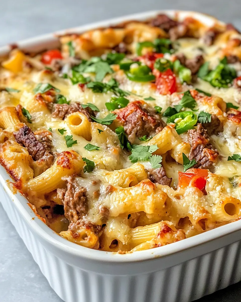 Easy Steak Nacho Mac and Cheese Bake dish photo