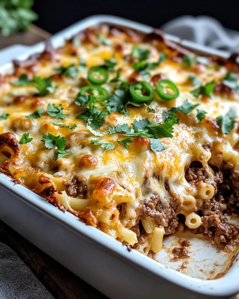 Delicious Steak Nacho Mac and Cheese Bake food shot