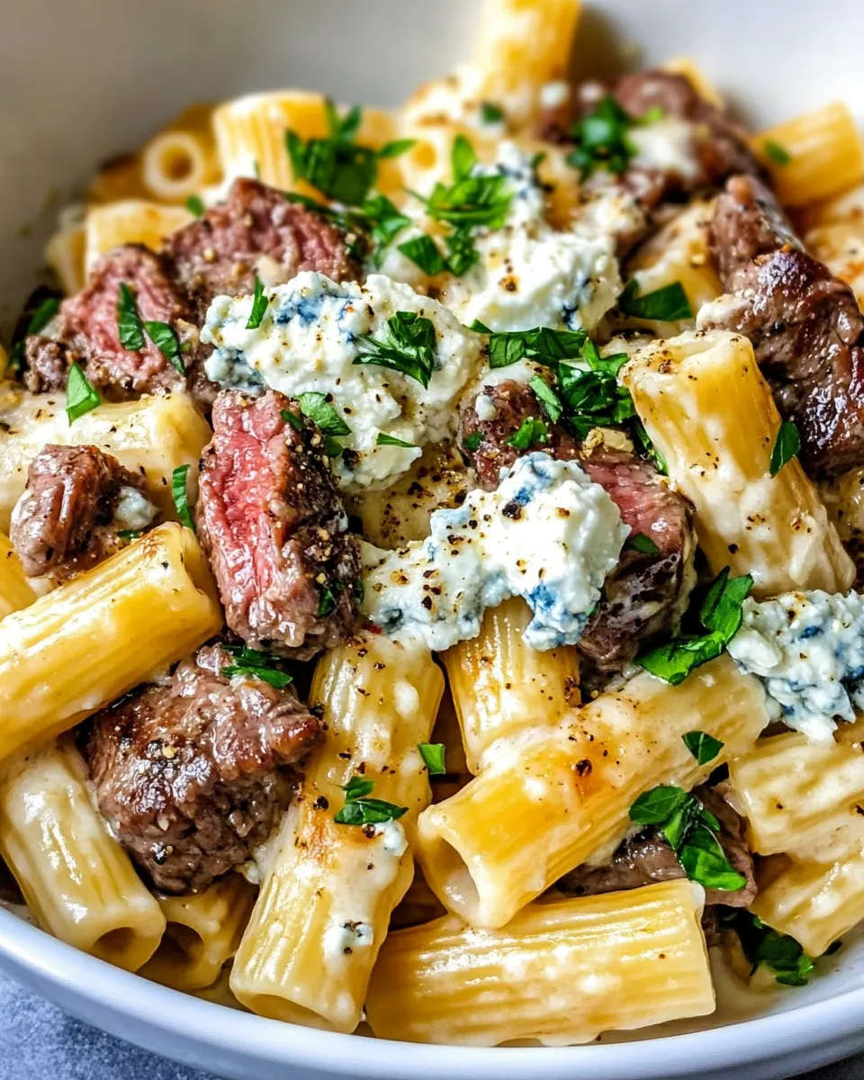 Easy Steak & Blue Cheese Rigatoni Bake dish photo