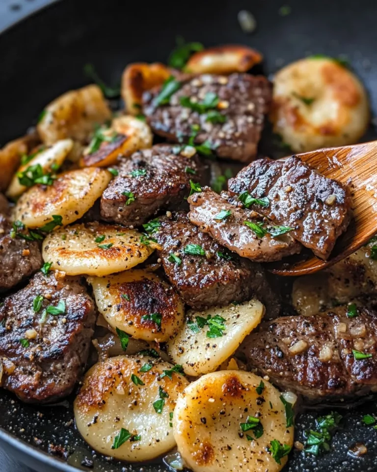 Homemade Steak & Caramelized Onion Pierogi Skillet photo