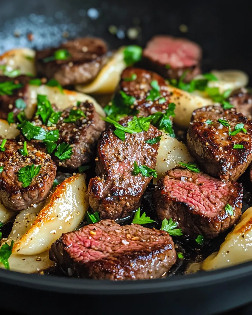 Classic Steak & Caramelized Onion Pierogi Skillet image