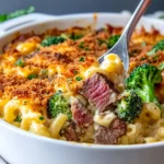 Homemade Steak & Cheddar Broccoli Mac Bake recipe photo