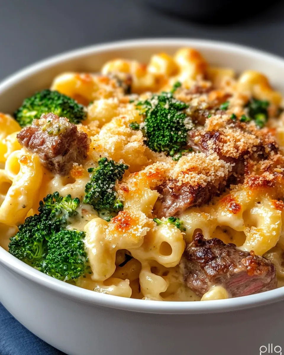Classic Steak & Cheddar Broccoli Mac Bake dish photo